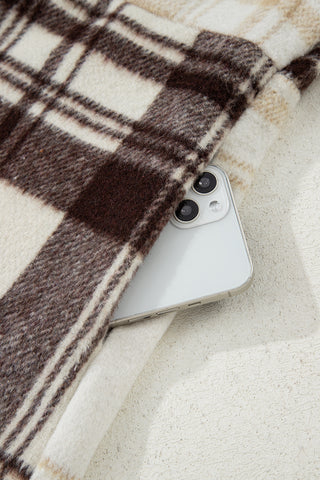 Multicolour Plaid Patchwork Side Pockets Buttoned Shacket