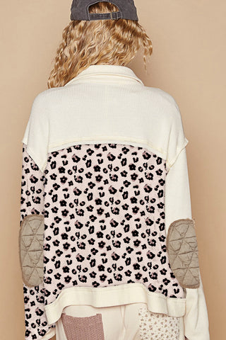 Chic Quilted Patchwork Button-Down Jacket with Leopard Print - Trendy Women’s Fall & Winter Outerwear