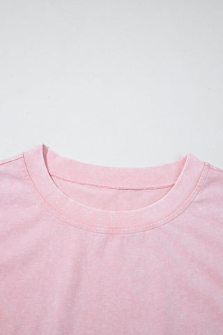 Light Pink 2 Pieces Mineral Wash Cotton Tank Top Lined Split Skirt Set
