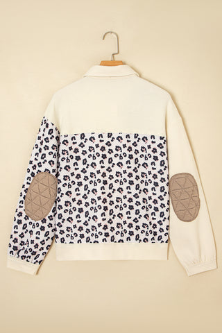 Chic Quilted Patchwork Button-Down Jacket with Leopard Print - Trendy Women’s Fall & Winter Outerwear